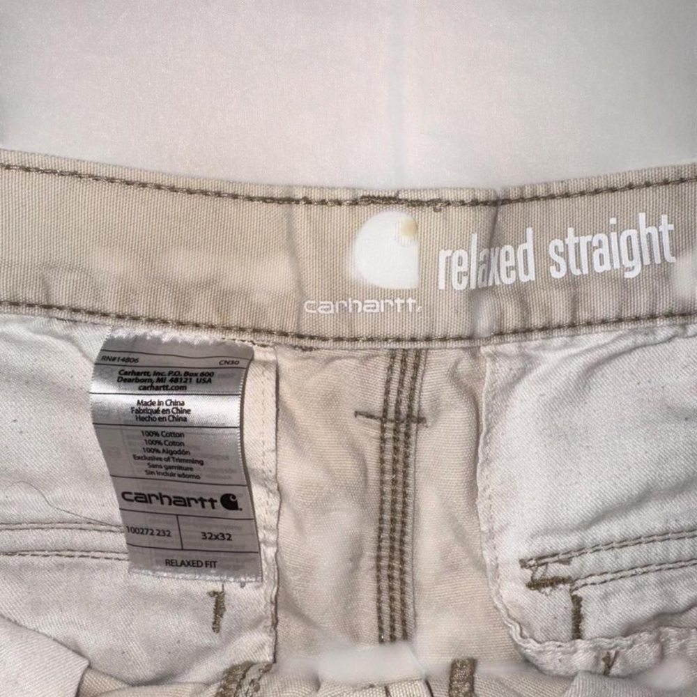 Carhartt Men's Light Tan Relaxed Straight Cargo Pants. Size 32X32 - Picture 3 of 3